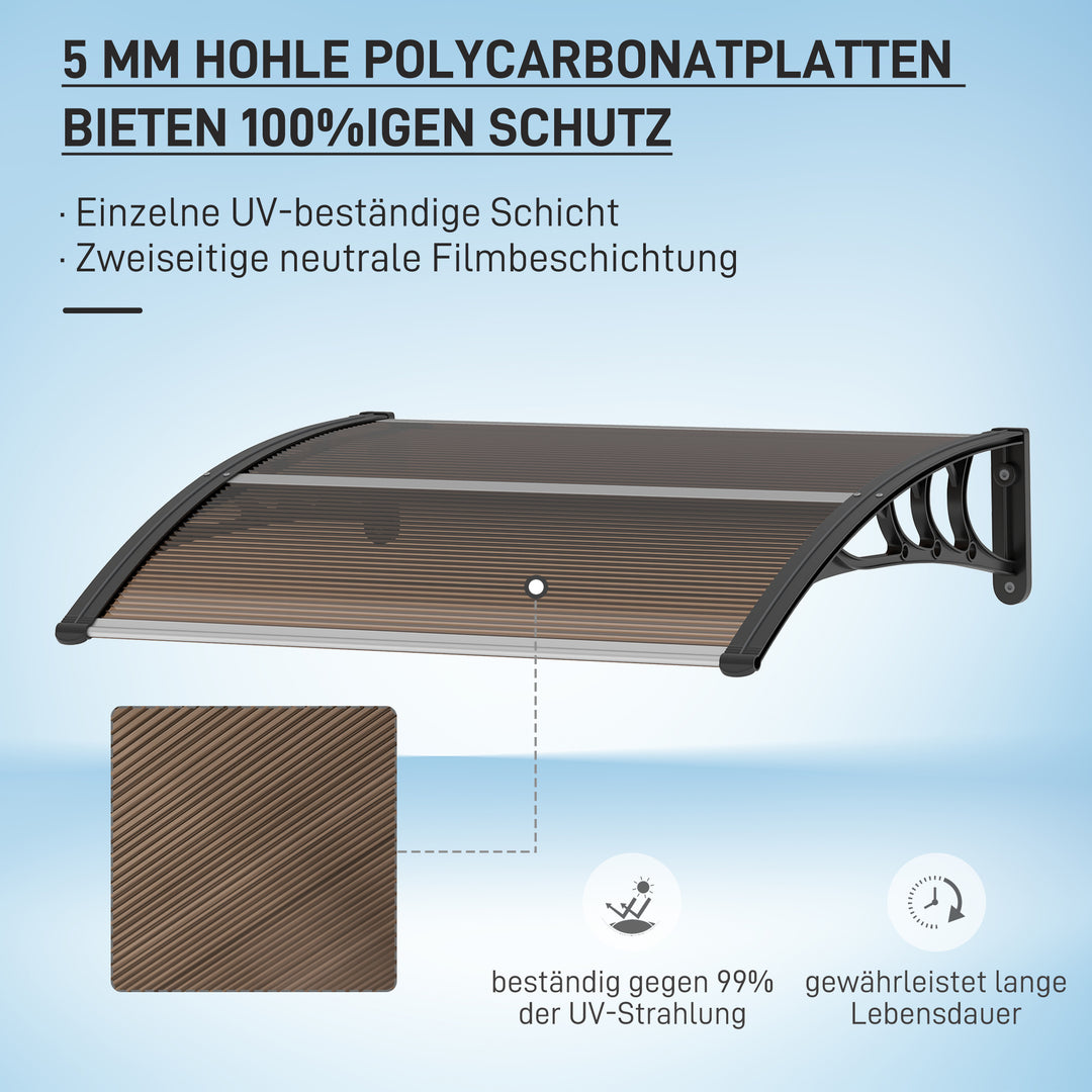 Baldakin til hoveddør 120 x 75 cm, nedfældet baldakin, tagdækning i polycarbonat