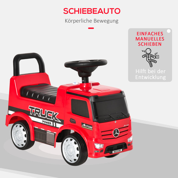 Køretøj køretøj baby køretøj børnebil licenseret af mercedes antos lastbil style med lys til børn fra 12 til 36 måneder metal pp plast rød+sort 62,5x28,5x45cm