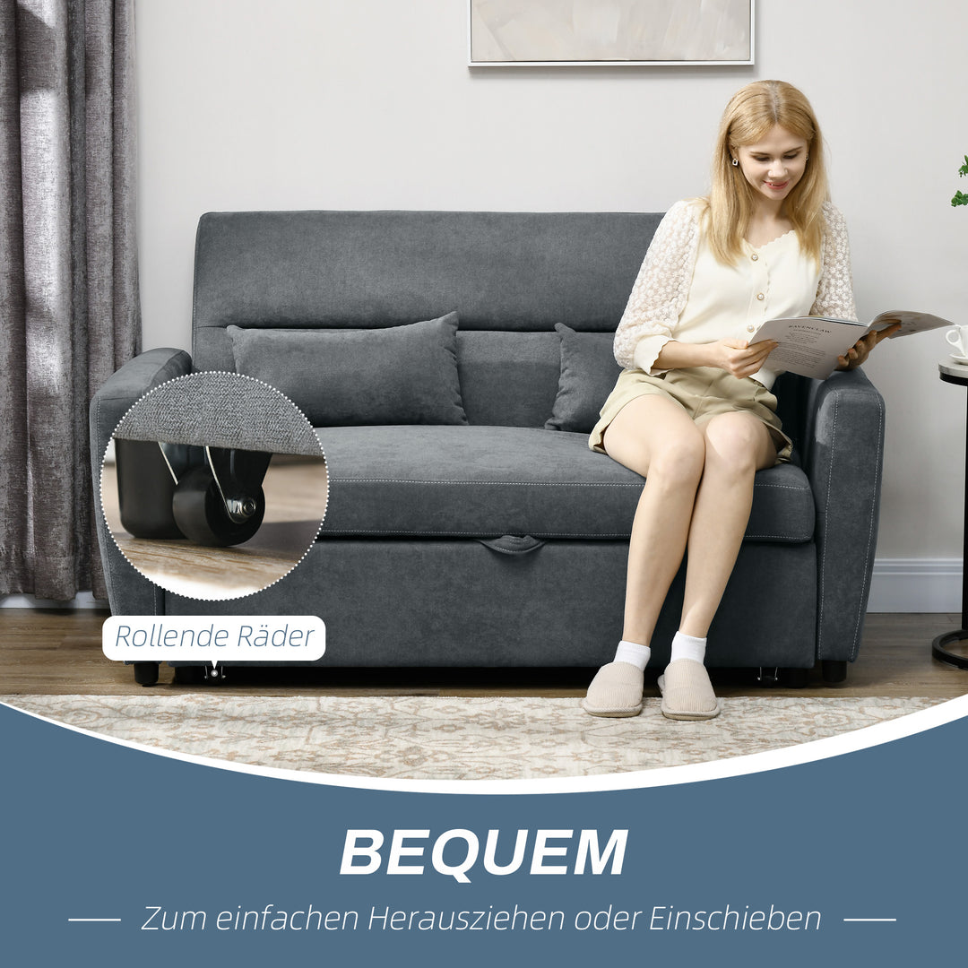 2-Personers sovesofa, udklappelig, op til 200 kg, træramme, 155 x 90 x 88,5 cm, mørkegrå