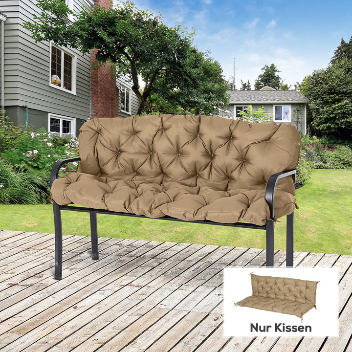3-Personers bænkehynde 150x98x8 cm med stropper, bænkehynde til havemøbler og verandagynge, khaki