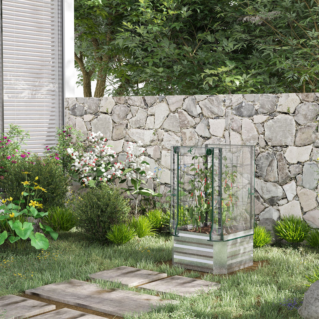 Højbeddrivhus sæt med 3 stk. med espalier plastikovertræk 53 x 53 x 90 cm
