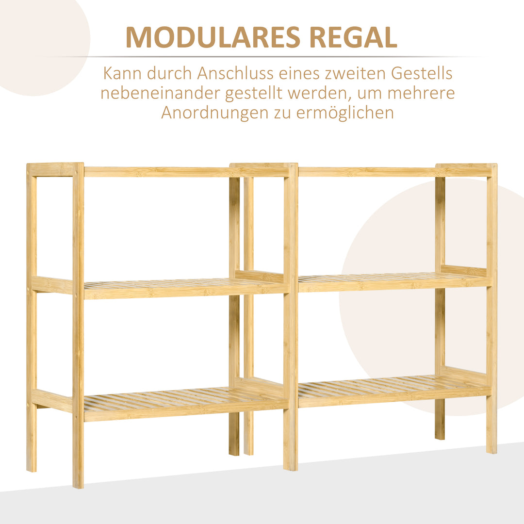 Bambushylde med 3 hylder, bambus, 62 cm x 33 cm x 80 cm, naturlig
