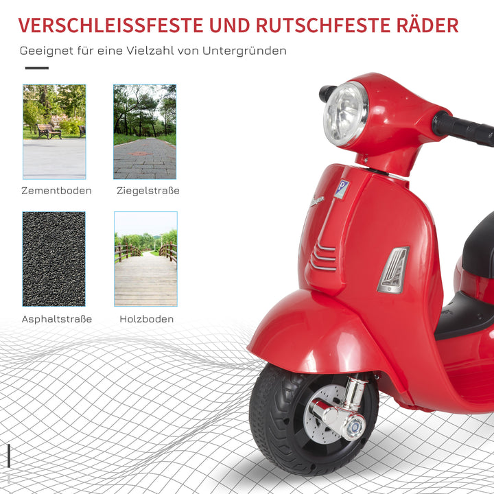 Elektrisk børnemotorcykel vespa elmotorcykel med led-lys, lyd, børns elmotorcykel til børn fra 18-36 måneder rød