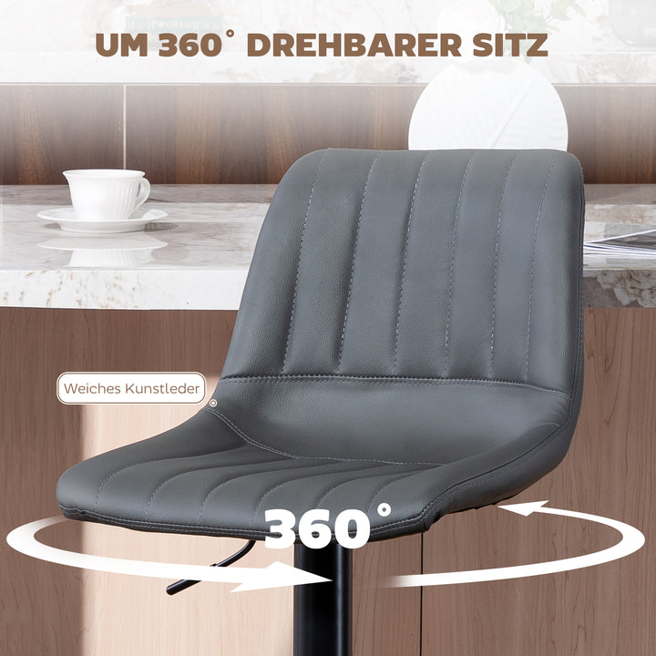 Sæt med 2 barstole i retrodesign, med fodstøtte, højdejusterbar, 43 cm x 49,5 cm x 111 cm