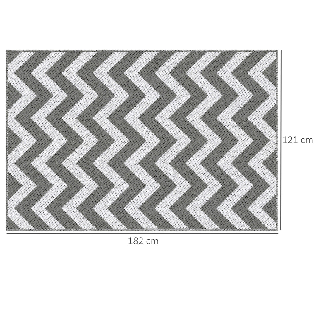 Udendørstæppe, vandtæt, dobbeltsidet design, syntetisk fiber af høj kvalitet, lysegrå+hvid, 121 x 182 cm