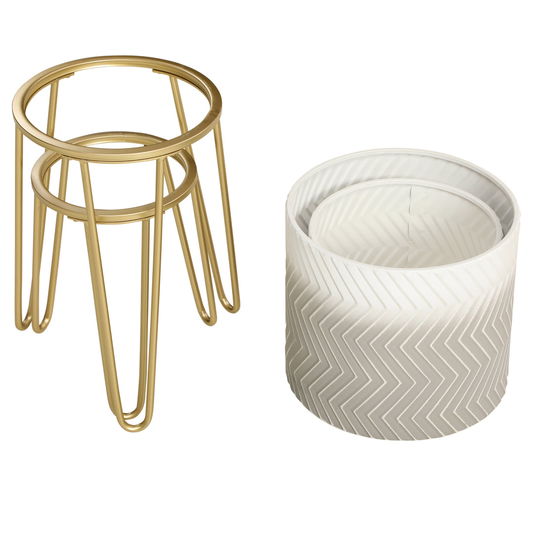 Sæt med 2 blomsterstandere, dekorativt design, metalramme, 30 x 30 x 67 cm