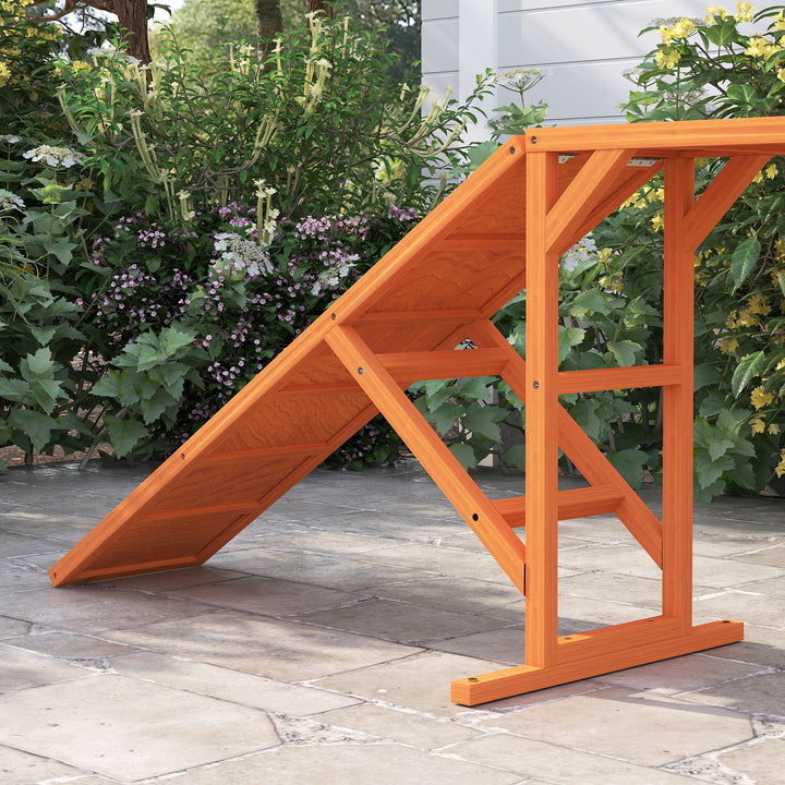 Agility hunderampe, parcours, skridsikker, vejrbestandig, træ, 335 x 55 x 60 cm, orange