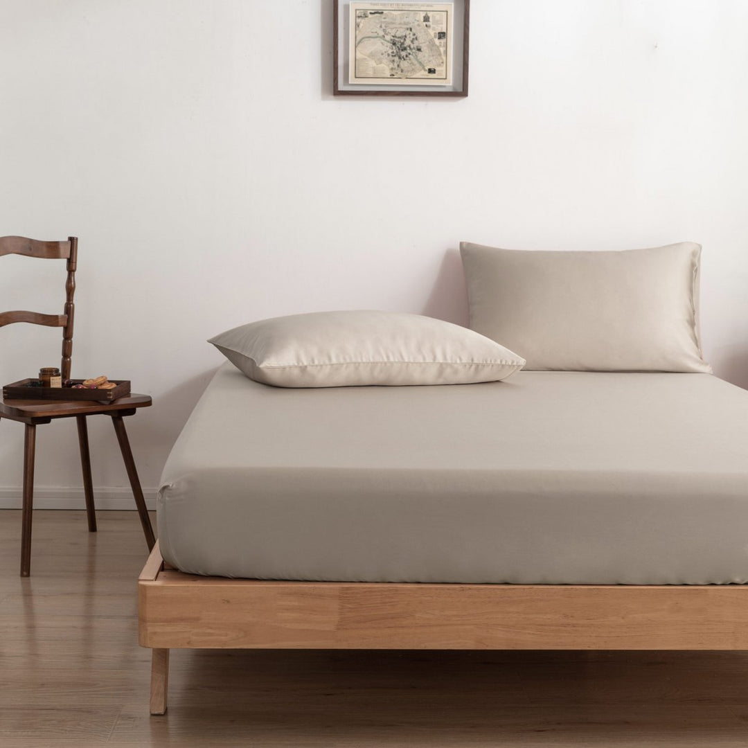 Beige Bambus Sengesæt 1-person - 400TC Tanboocel - Blød Taupe