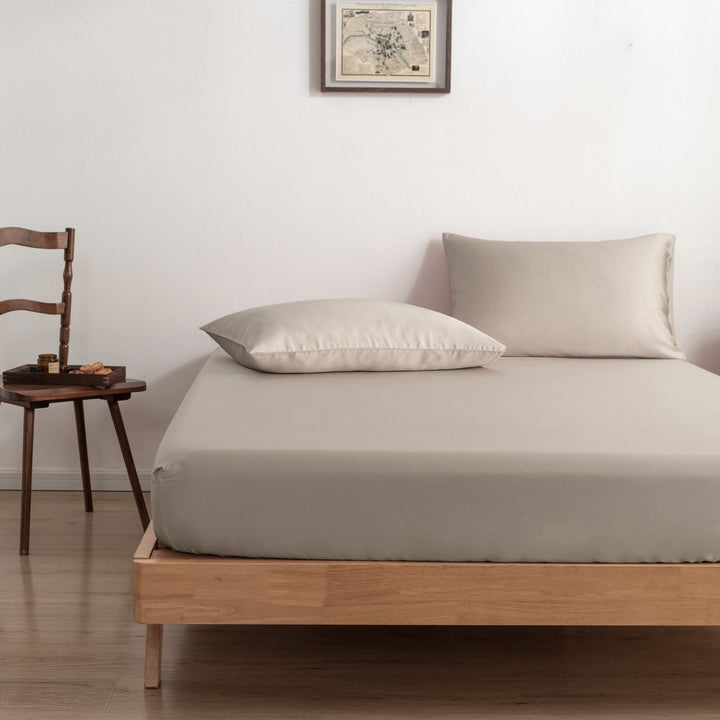 Beige Bambus Sengesæt 1-person - 400TC Tanboocel - Blød Taupe