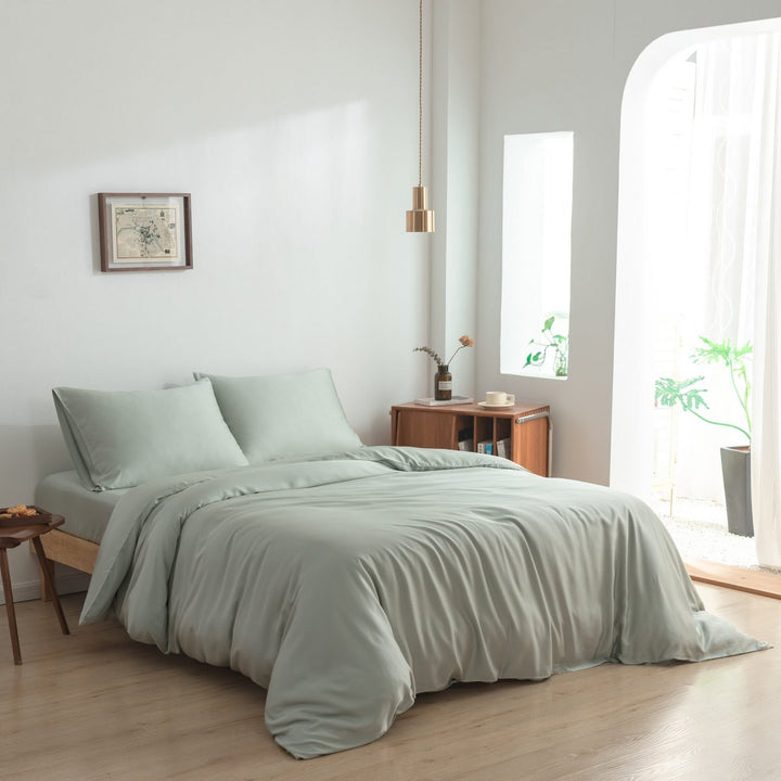 Lysegrøn Bambus Sengesæt 1-person - 400TC Tanboocel - Sage Green