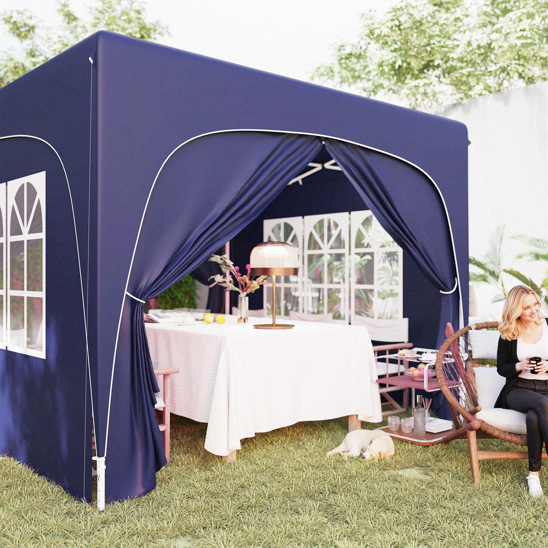 3 X 3 m pavillon, pop-up havetelt med sidevægge og bæretaske, upf 50+, højdejusterbar, sand