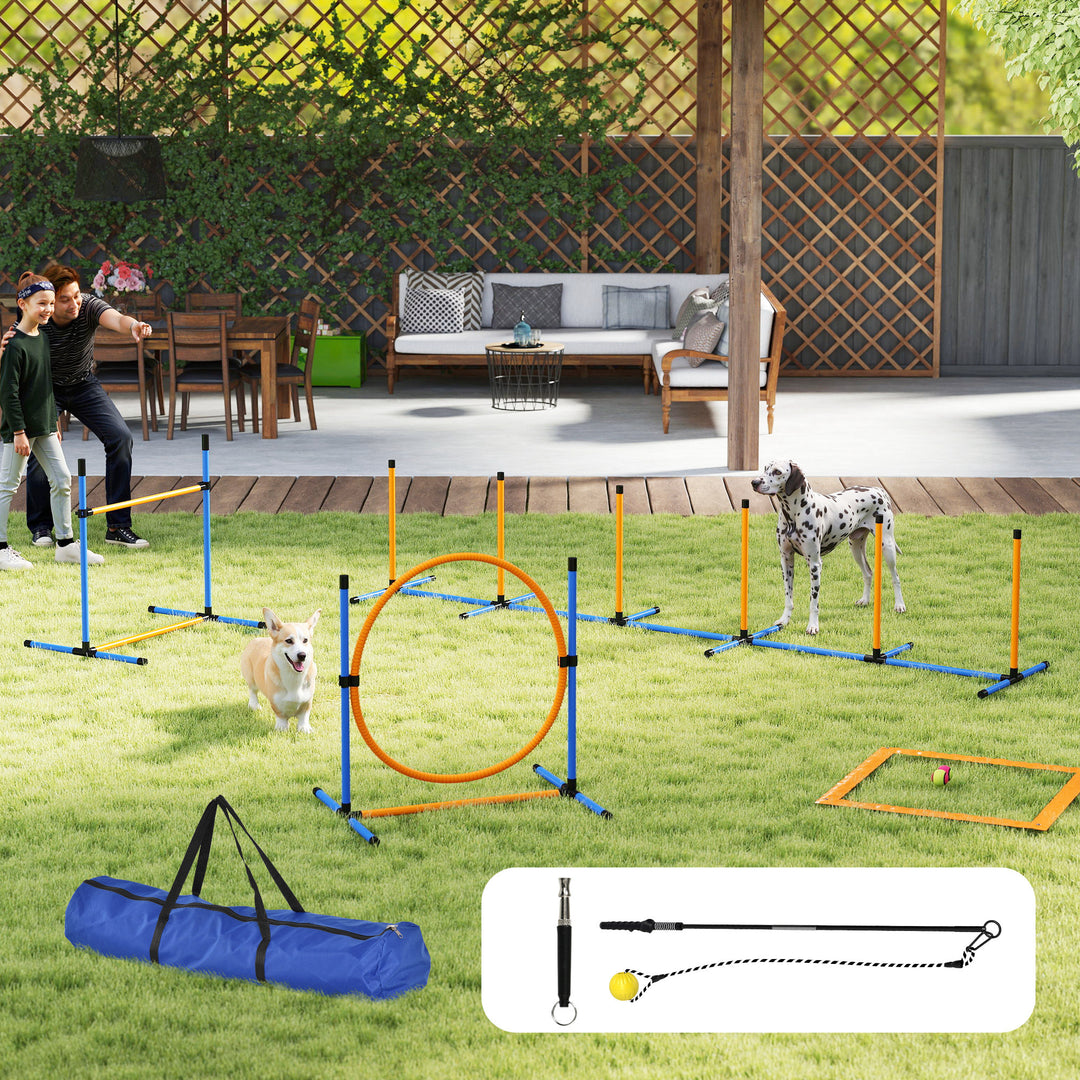 Agility set hunde 7-delt agilityudstyr til hundetræning plug-in forhindringssæt til legetræning