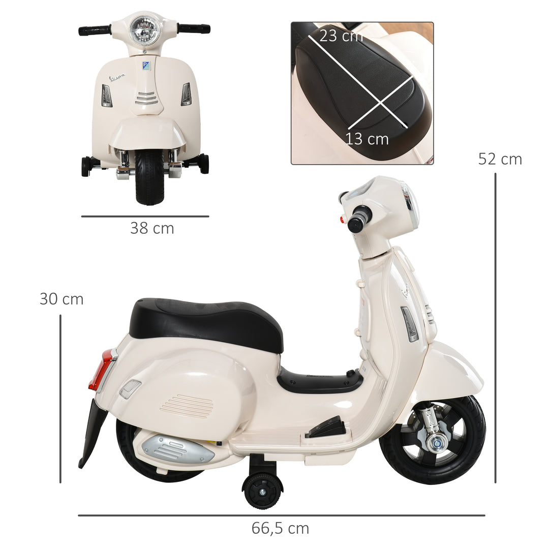 Elektrisk børnemotorcykel vespa elmotorcykel med led-lys, lyd, børne elmotorcykel til børn fra 18-36 måneder hvid