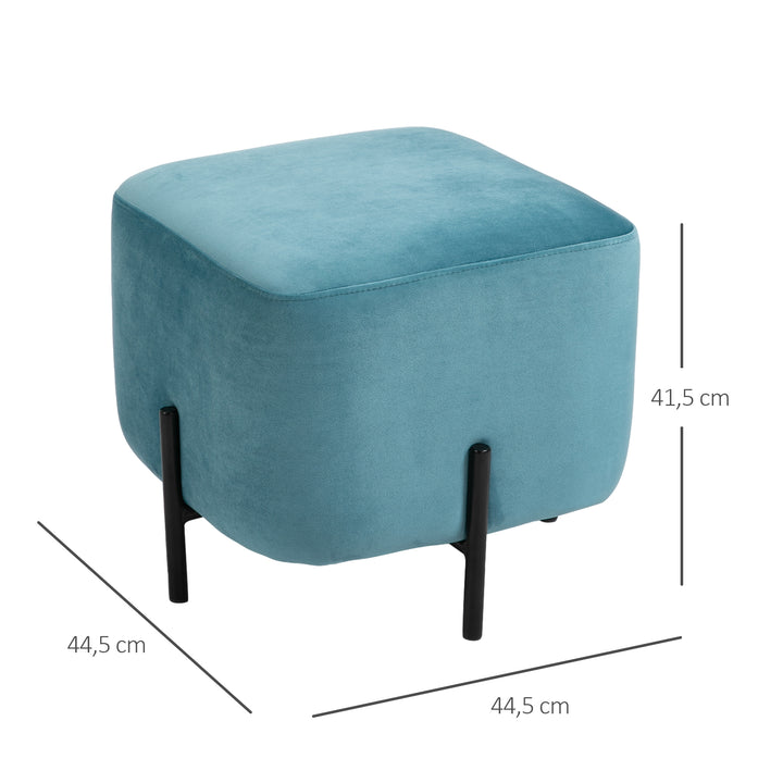 Fodskammel polstret polyester stålskum turkis 44,5 x 44,5 x 41,5 cm