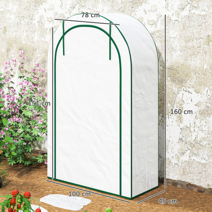 Mini drivhus 4-lags drivhus med plastpresenning bærbar rulleport 100 x 45 x 160 cm hvid