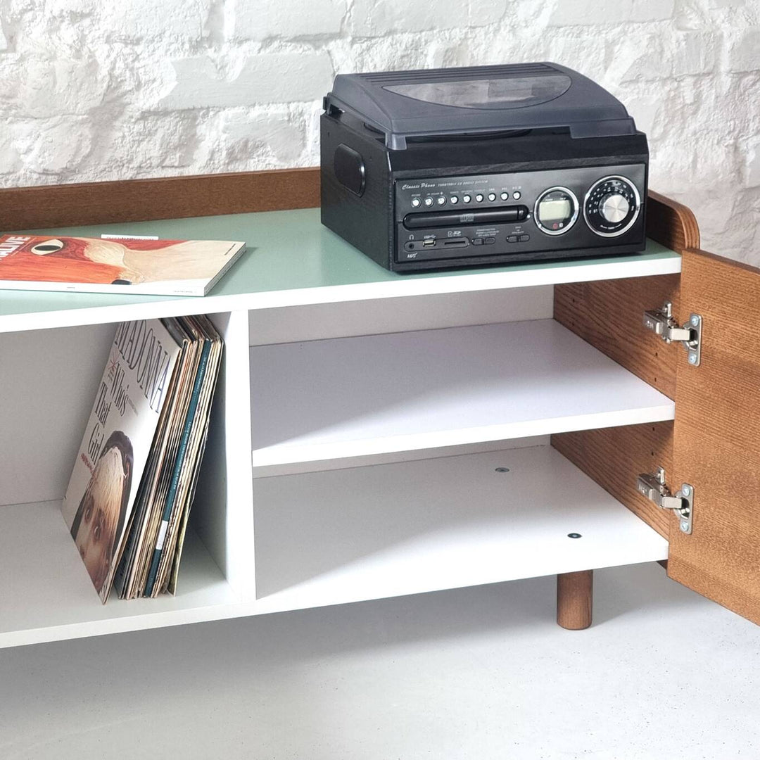 DABI Record Player bord 110cm Oak Sage Green