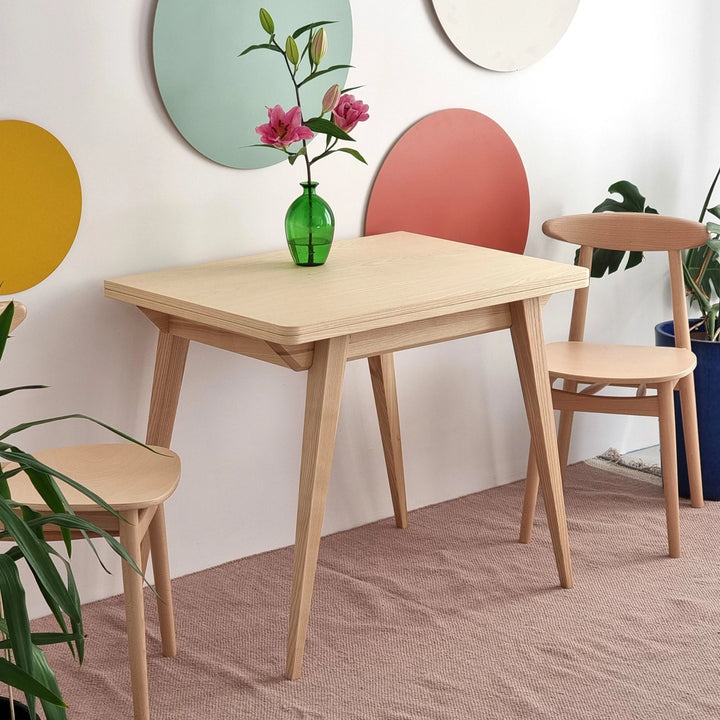 ENVELOPE udtræksbord – fleksibelt spisebord  90x65cm, massivt asketræ og MDF med naturlig askefiner