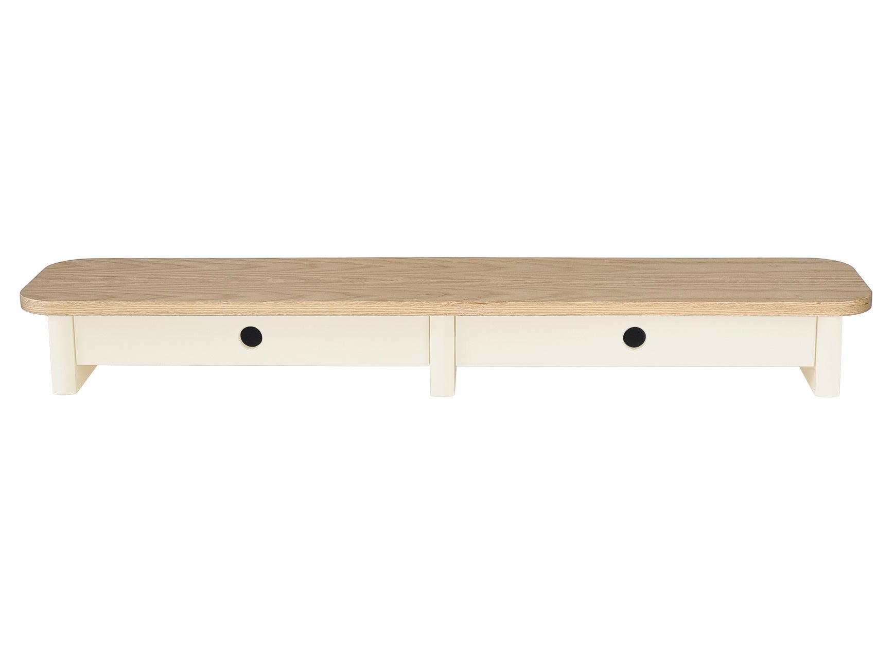 JUBI 109cm monitorskærmstativ med skuffer Ash Chalk White