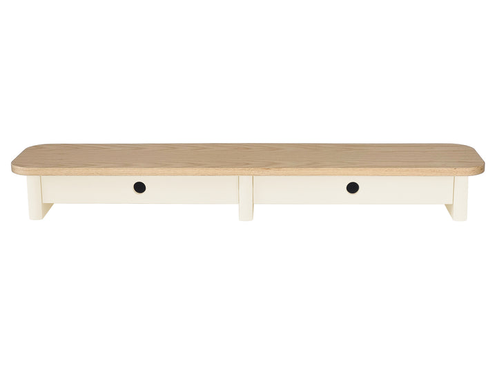 JUBI 109cm monitorskærmstativ med skuffer Ash Chalk White