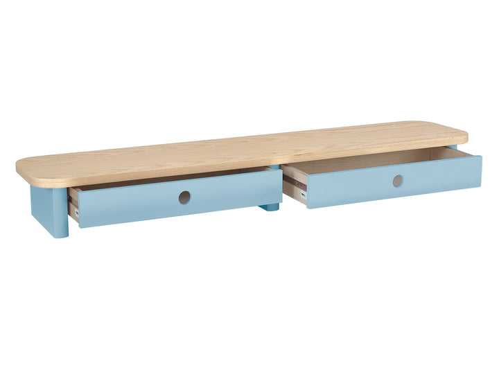 JUBI 109cm monitorskærmstativ med skuffer Ash Gentle Blue