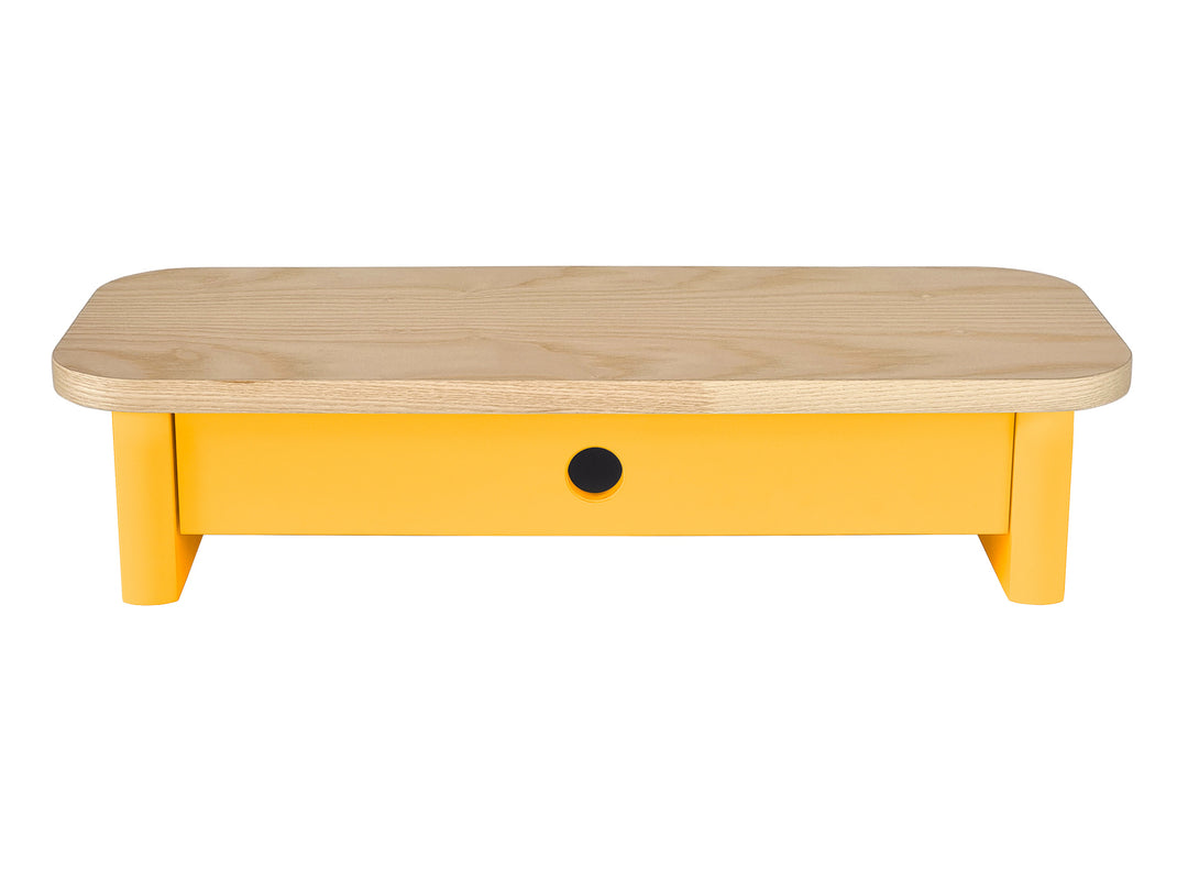 JUBI 60x24cm monitorskærmstativ med skuffe Ash Broom Yellow