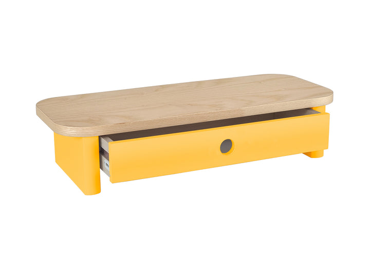 JUBI 60x24cm monitorskærmstativ med skuffe Ash Broom Yellow