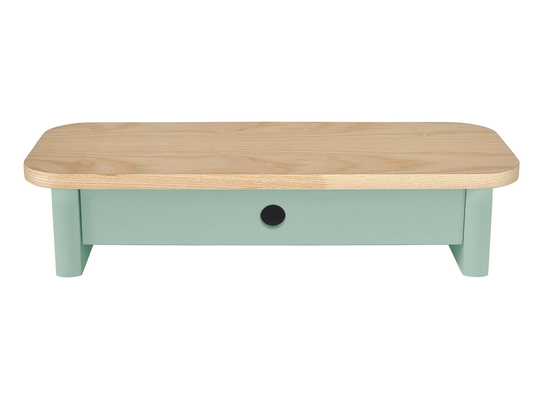 JUBI 60x24cm monitorskærmstativ med skuffe Ash Sage Green