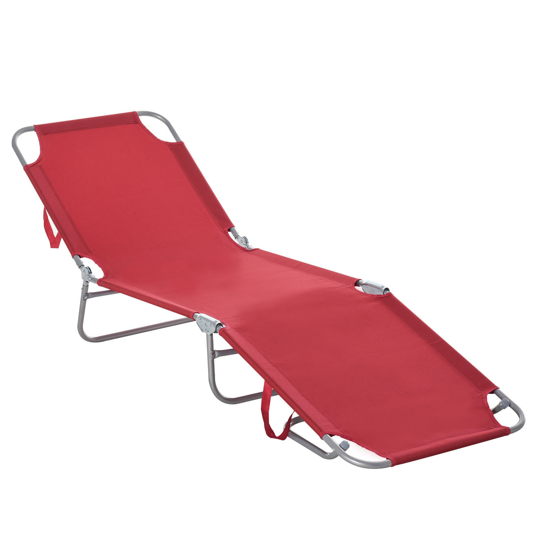 Solseng, foldbar, justerbar ryglæn, rustfri metalramme, 187 x 55 x 24 cm, bordeaux