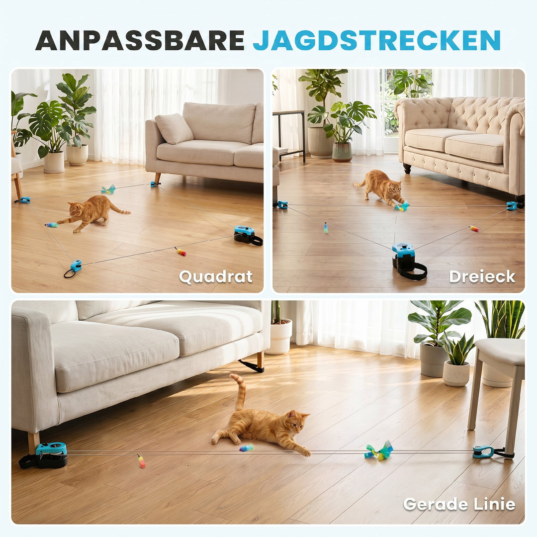 Automatisk/fjernstyret kattelegetøj med justerbar hastighed og brugerdefinerbare løbebaner, sort