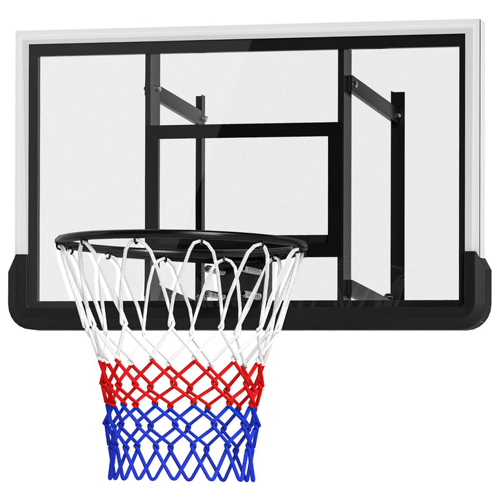 Vægmonteret basketballkurv, fjederbelastet kurv, brudsikker bagplade, sort
