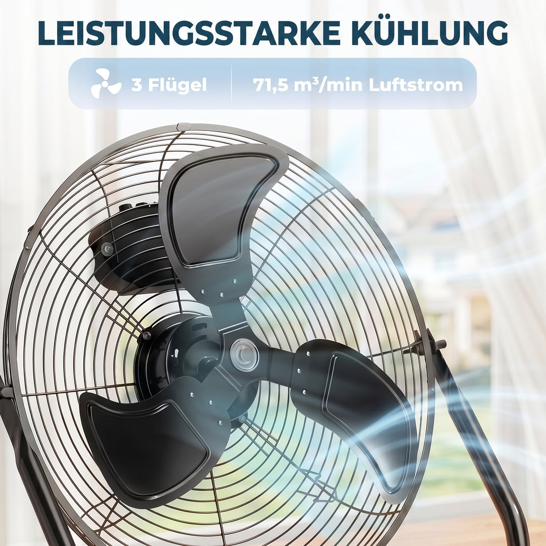Bordventilator, klimaanlæg, 4 hastigheder, roterbar, sort