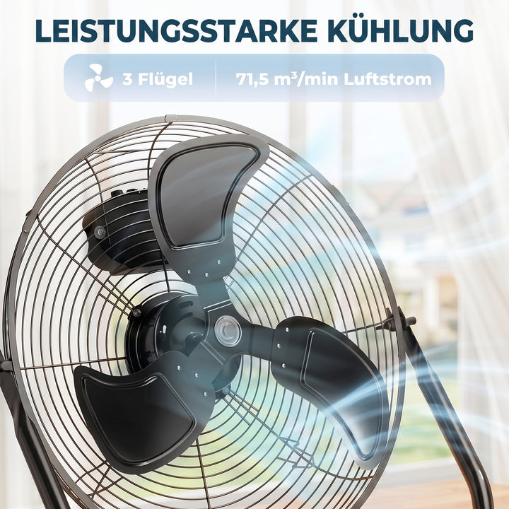 Bordventilator, klimaanlæg, 4 hastigheder, roterbar, sort