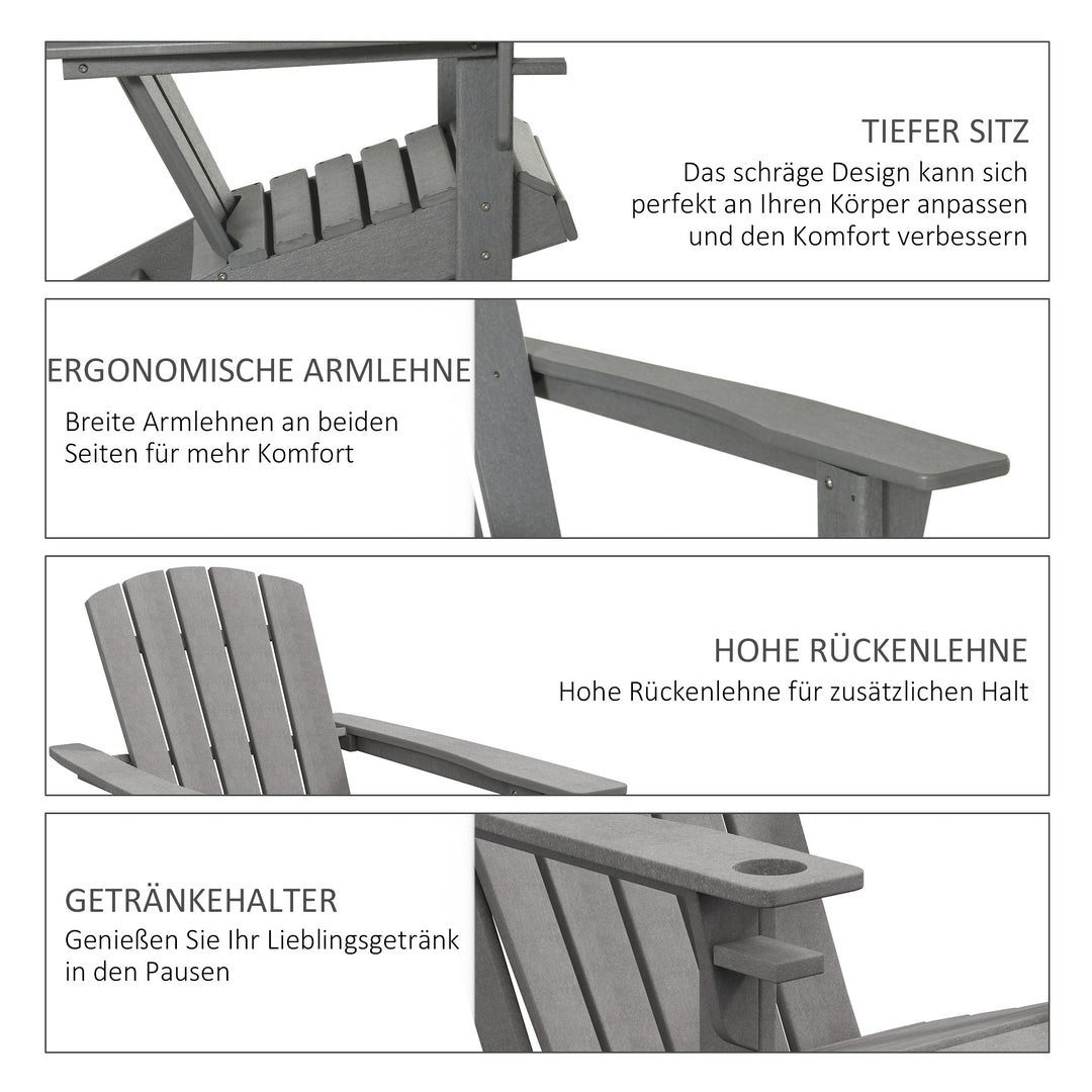 Havestol, ergonomisk design, vejrbestandig, HDPE, grå, 75 x 87 x 90 cm