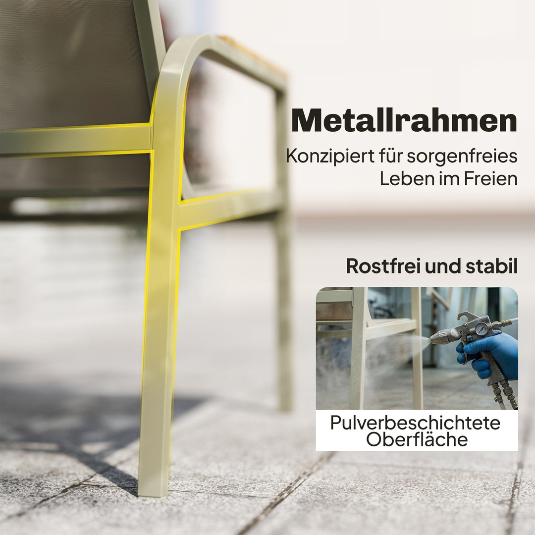 Vejrbestandigt havemøbelsæt i metal, siddegruppe til 4 personer, havelounge med 2-personers sofa, 2 lænestole, sidebord, grøn