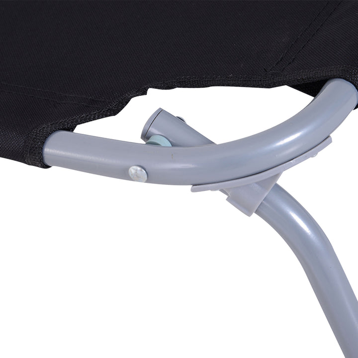 Solseng, foldbar, justerbar ryglæn, rustfri metalramme, 187 x 55 x 24 cm, sort