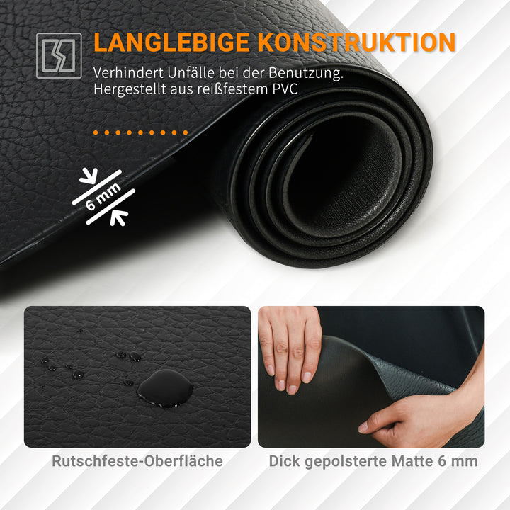 Skridsikker gulvmåtte til fitnessudstyr, 6 mm tyk, 80 x 90 cm, sort