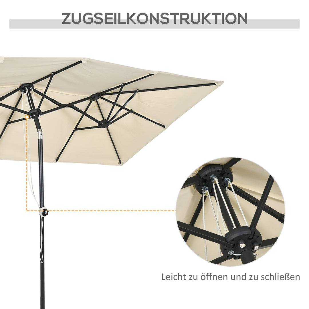 Stor parasol, højdejusterbar, vipbar, 150x295x170-214 cm, cremefarvet