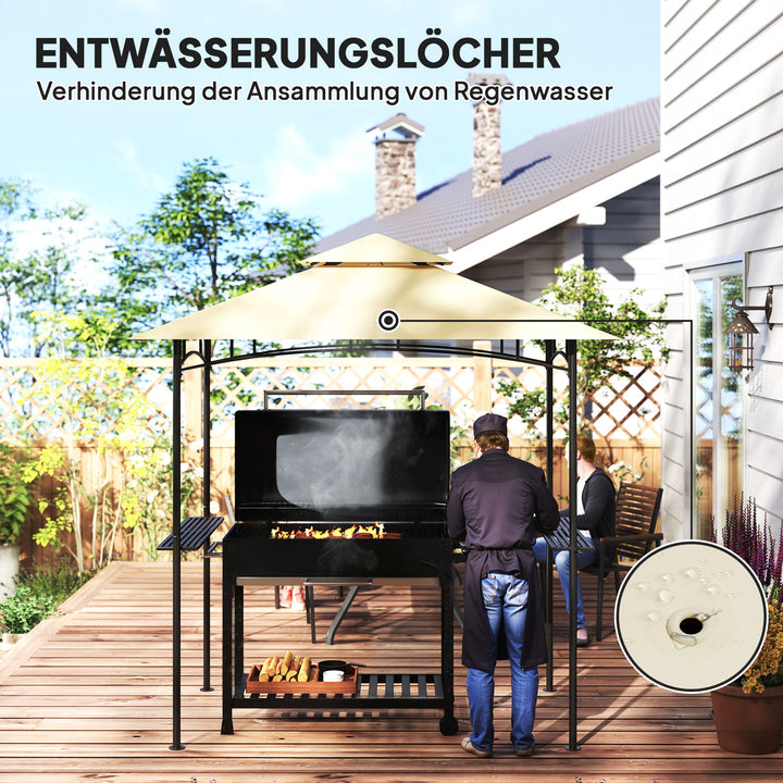 Bbq-pavillon med led 240 x 150 x 258 cm vandafvisende flammehæmmende havepavillon med dobbeltlagstag