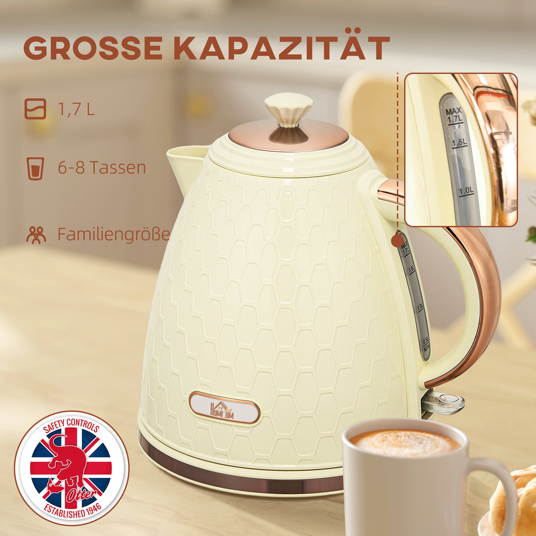 Elkedel, 2200W, vindue, filter, hurtig kogning, beige