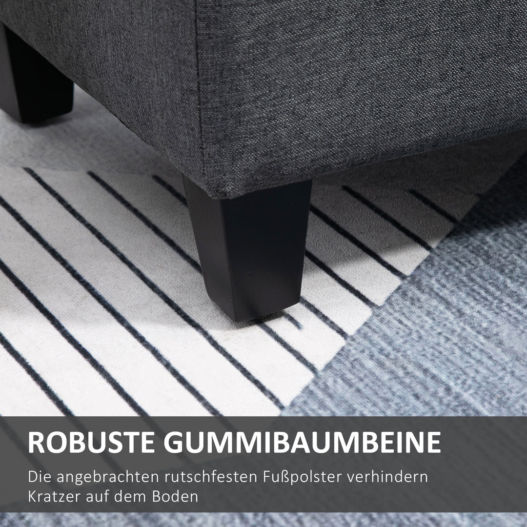 Bænk polstret bænk med opbevaringsplads kommodebænk entre soveværelse stue hørlignende polyester gummi træ mørkegrå 100 x 40 x 44 cm