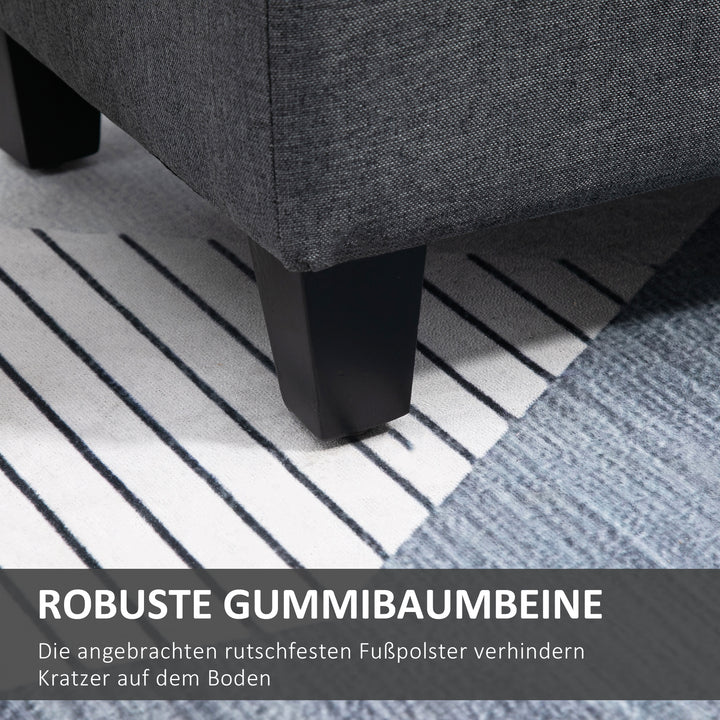Bænk polstret bænk med opbevaringsplads kommodebænk entre soveværelse stue hørlignende polyester gummi træ mørkegrå 100 x 40 x 44 cm