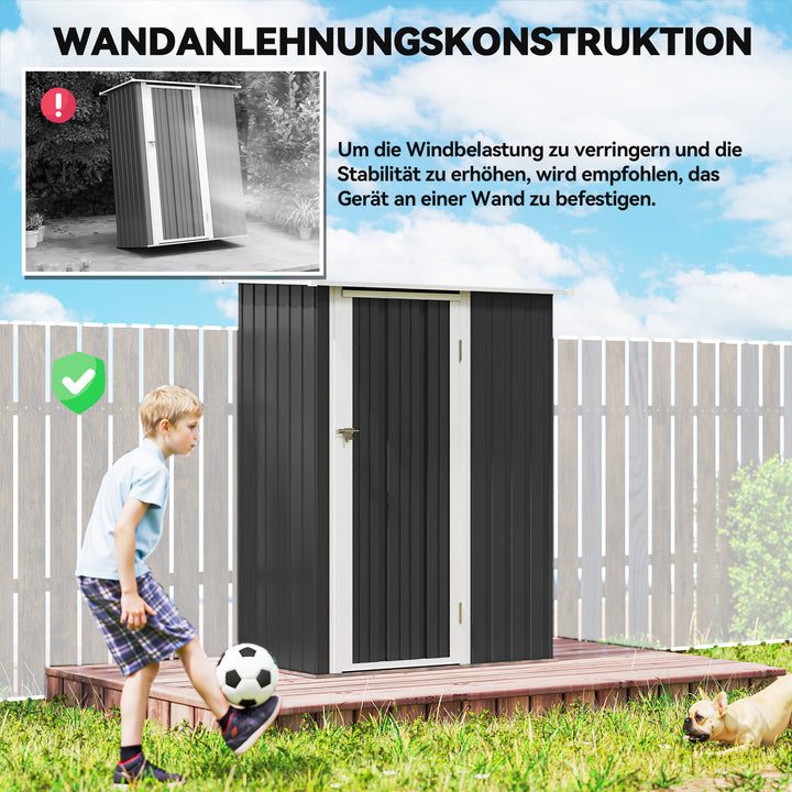 Haveskur med dør udendørs stål mørkegrå 142 x 84 x 189 cm