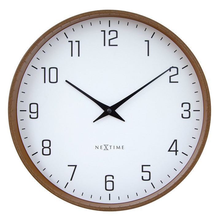 Vægur 30 cm-Silent-Mørkt træmønster-Plastic-NeXtime 'Lyra'