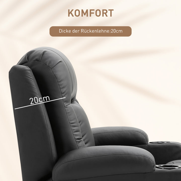 Massagestol, lænestol, gyngefunktion, 8 vibrationspunkter, inklusive fjernbetjening, sort