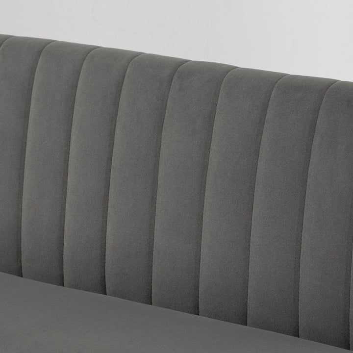 Sofa retro design 2-personers sofa, træben, 117 cm x 56,5 cm x 77 cm, mørkegrå