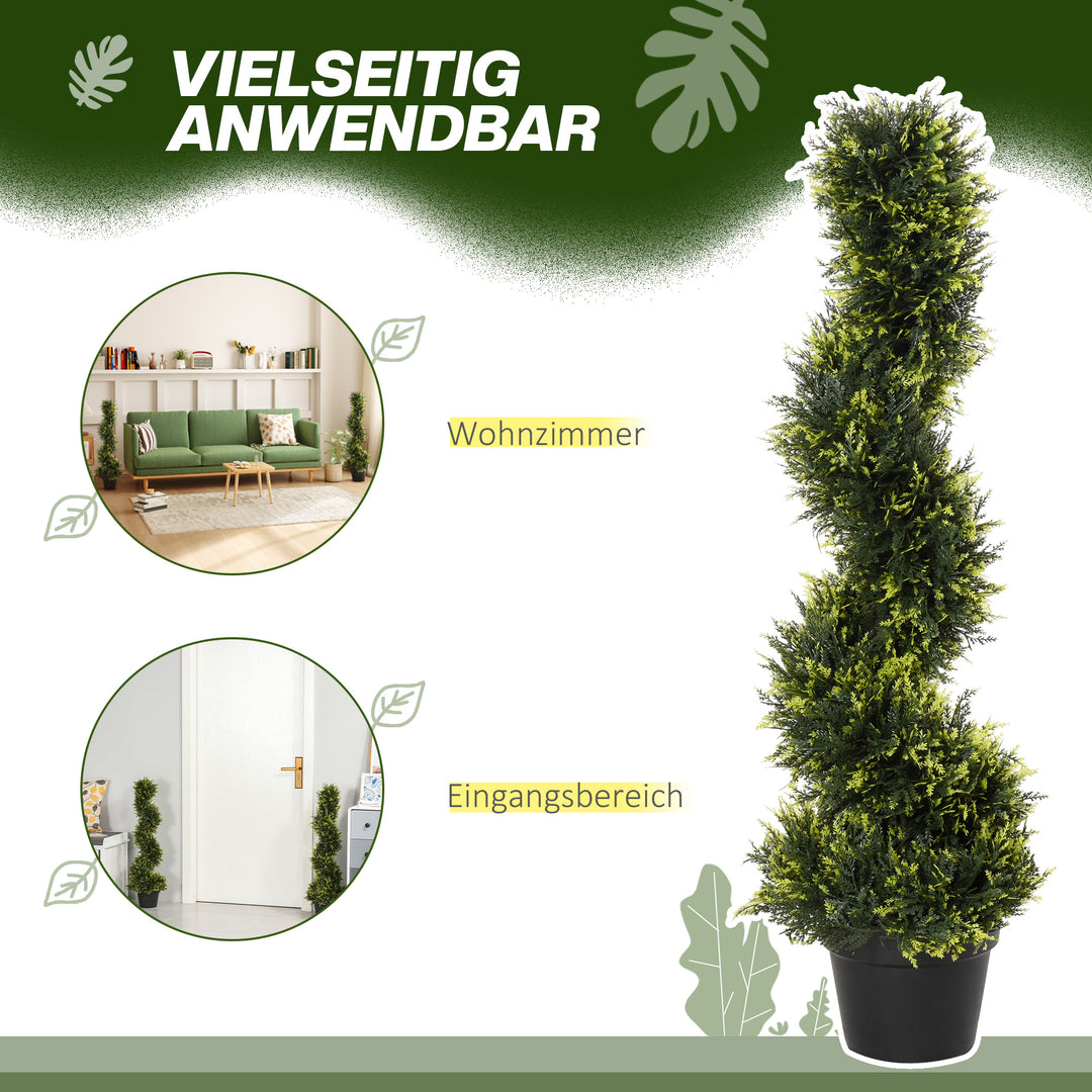 Kunstig spiralplante, spiralformet cedertræ med potte, 90 cm, kunstig cedertræ til udendørs og indendørs dekoration, grøn