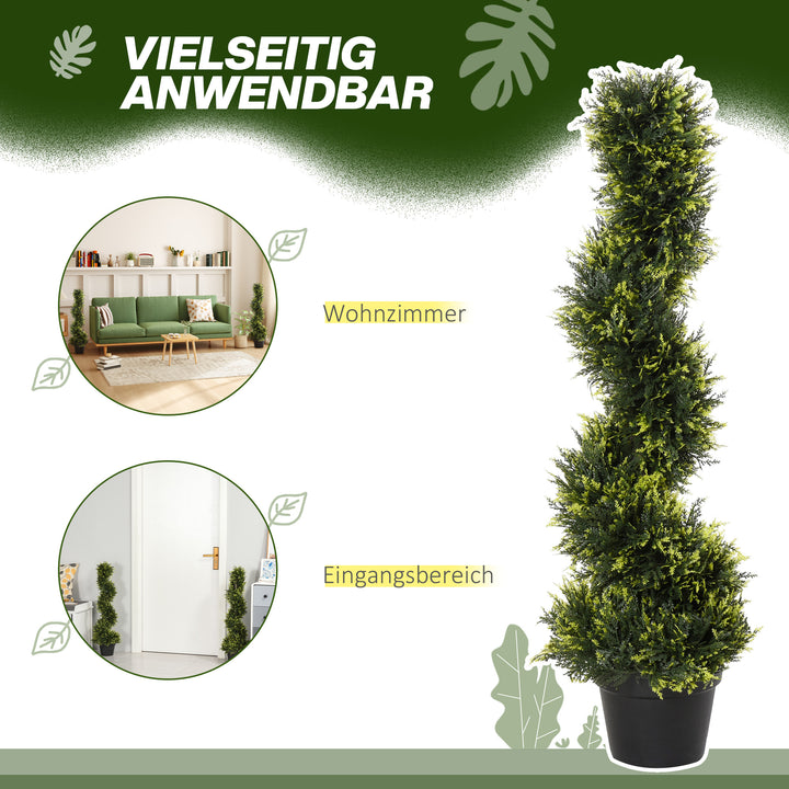 Kunstig spiralplante, spiralformet cedertræ med potte, 90 cm, kunstig cedertræ til udendørs og indendørs dekoration, grøn