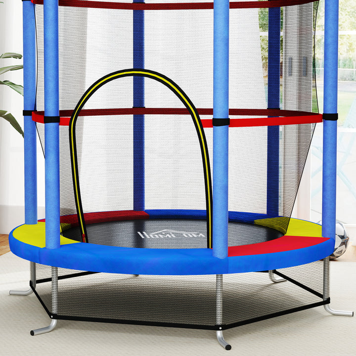 Børnetrampolin, sikkerhedsnet, gummiophæng, op til 45 kg, stålramme, 140x160cm, farverig