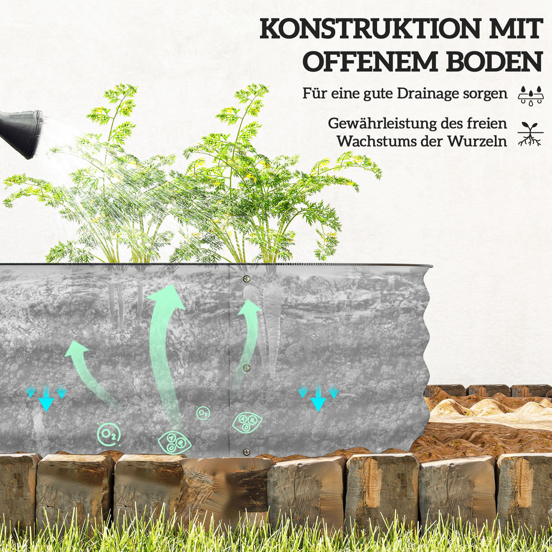 Højbed til have, modulært højbed, beskyttede kanter, bundløst design, 150 x 62 x 30 cm, sølv