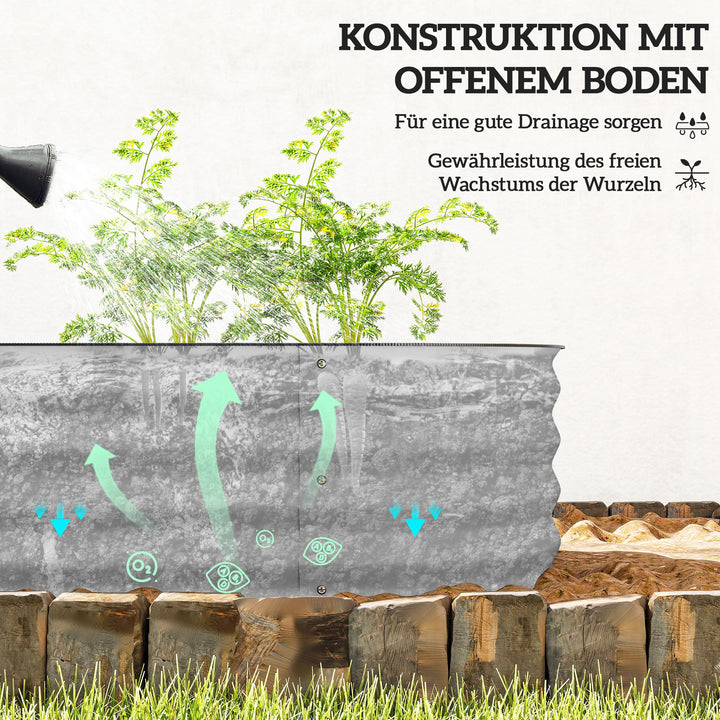 Højbed til have, modulært højbed, beskyttede kanter, bundløst design, 150 x 62 x 30 cm, sølv